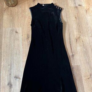Evan Picone Black Velvet Midi evening gown dress Size 4